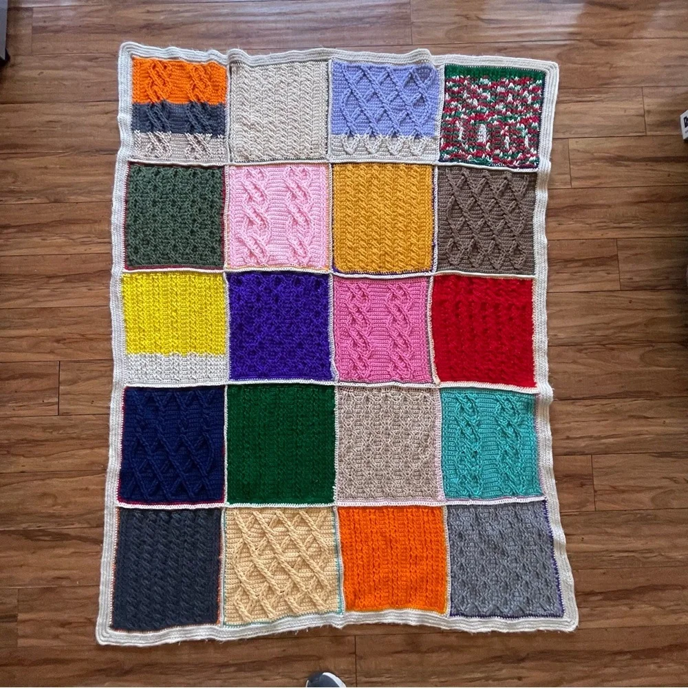 Handmade Multicolor Patchwork Crochet Throw Blanket - Assorted Colors